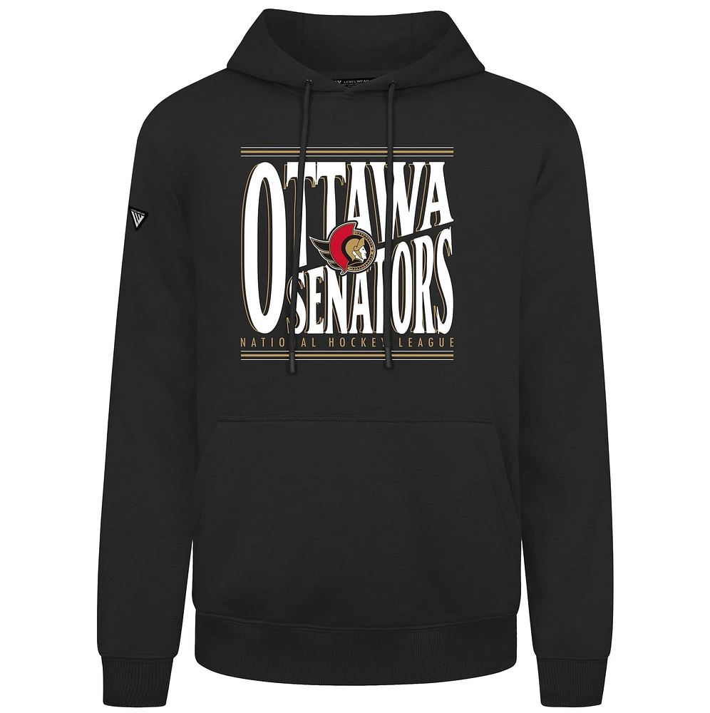 Men's Levelwear Black Ottawa Senators Podium Powerhouse Pullover Hoodie