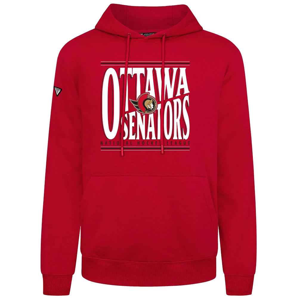 Men's Levelwear Red Ottawa Senators Podium Powerhouse Pullover Hoodie