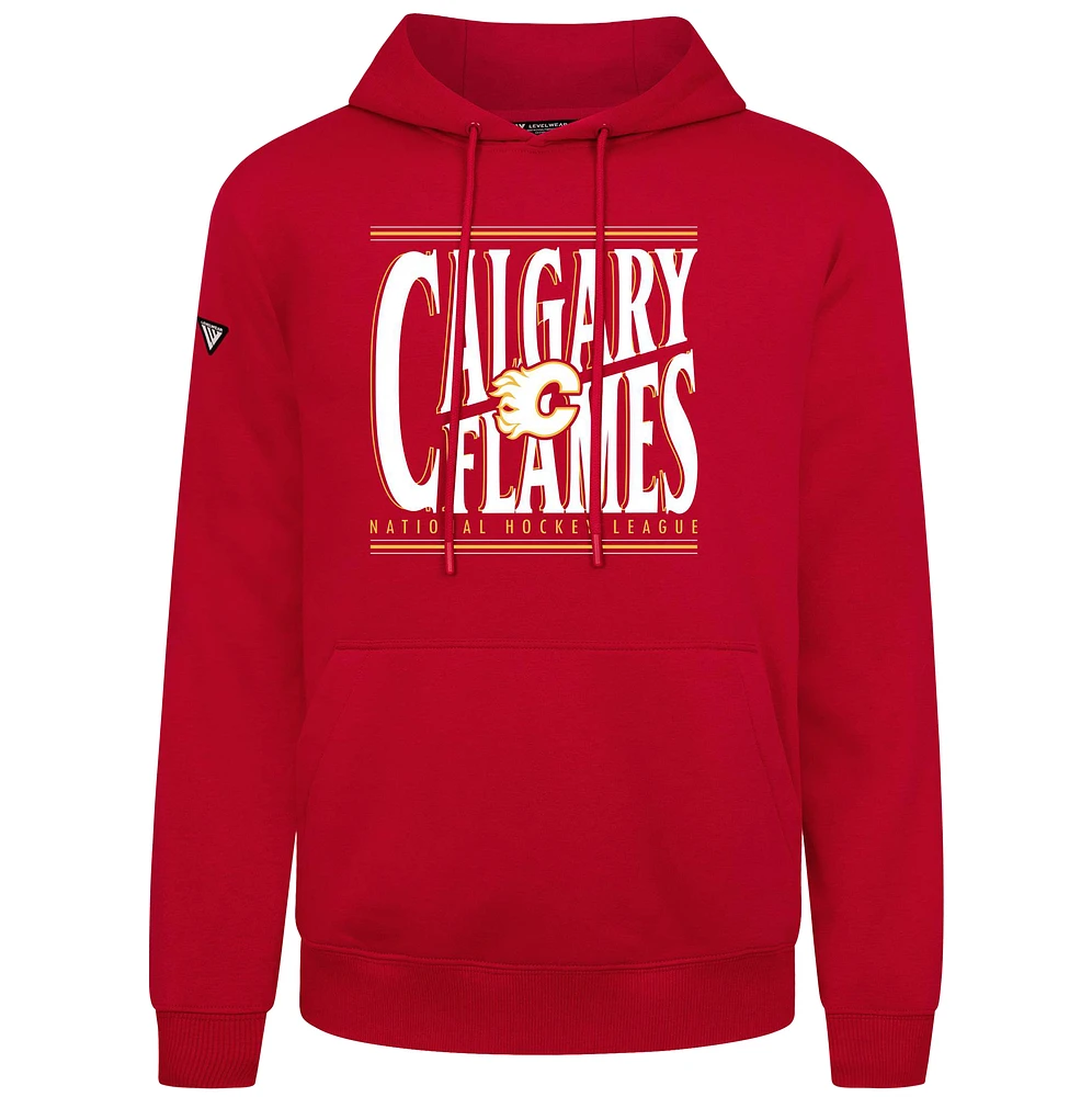 Men's Levelwear Calgary Flames Podium Powerhouse Pullover Hoodie