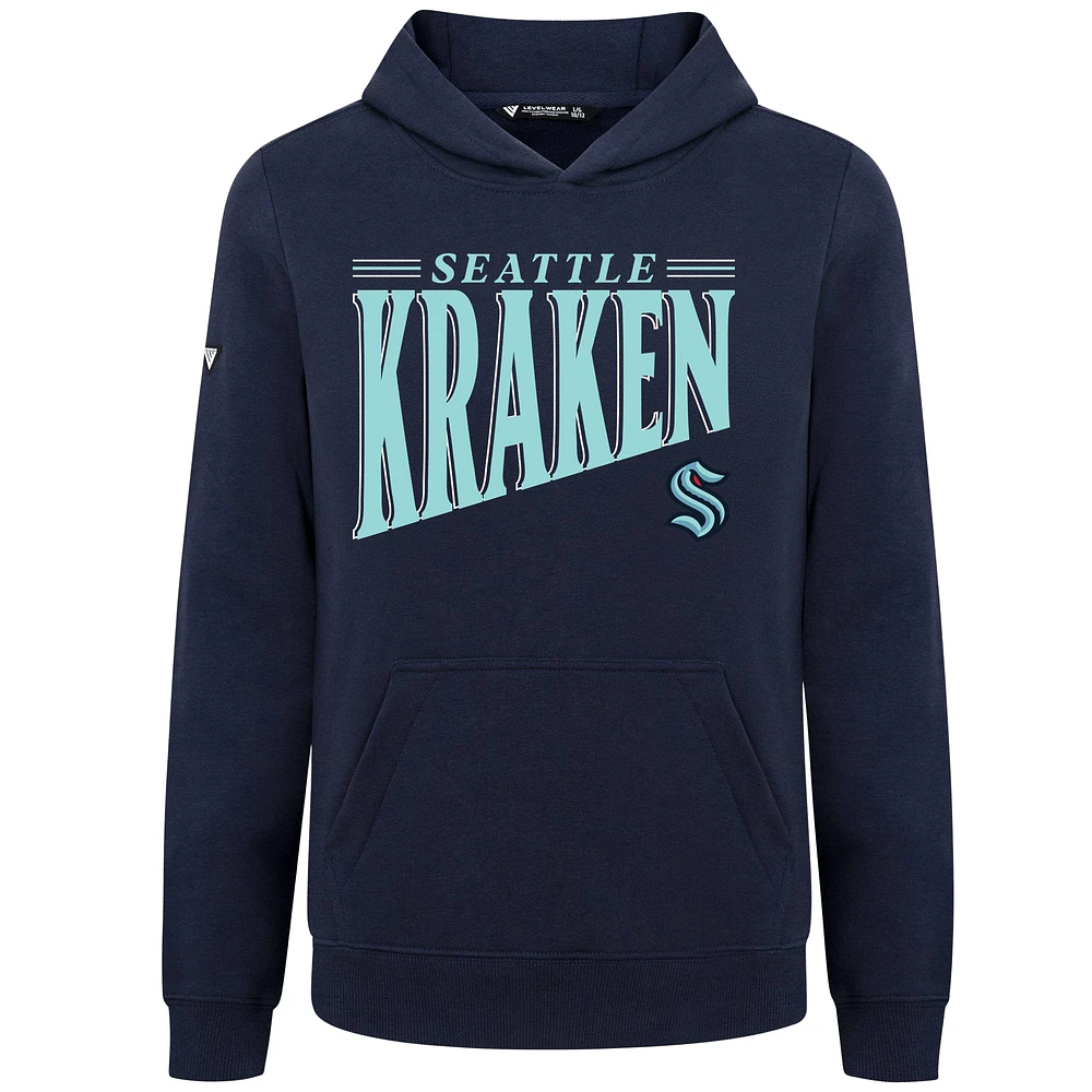 Youth Levelwear Deep Sea Blue Seattle Kraken Jr Podium Tally Pullover Hoodie