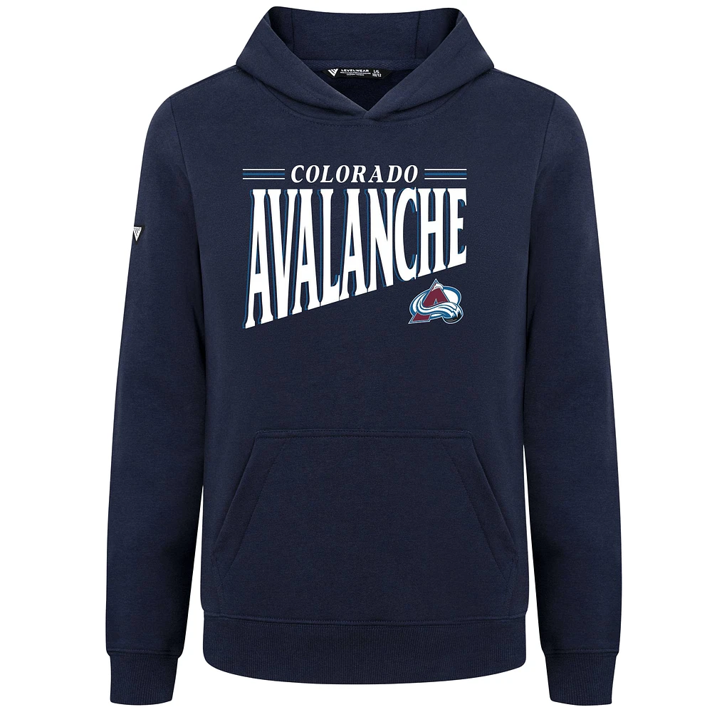 Youth Levelwear Navy Colorado Avalanche Jr Podium Tally Pullover Hoodie