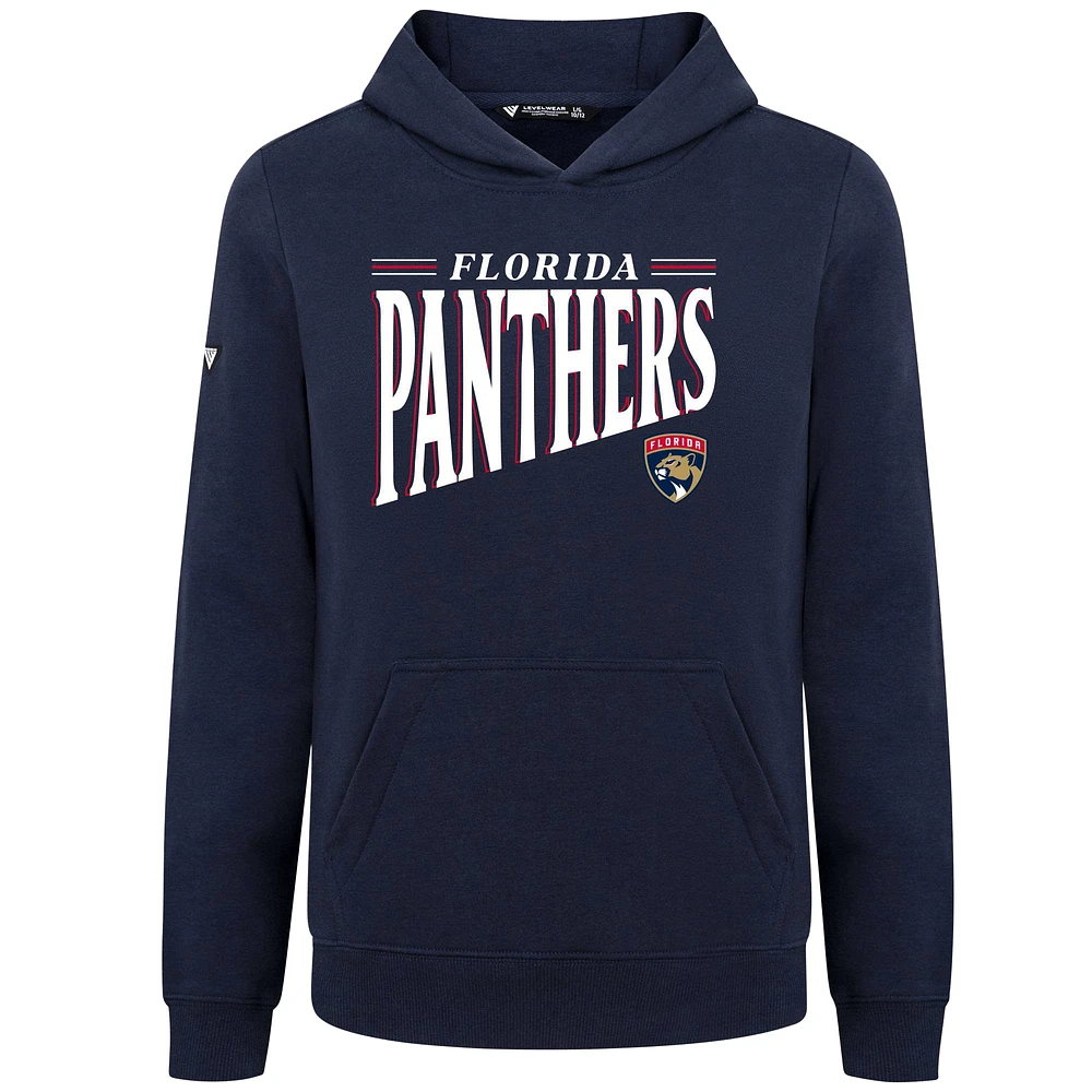 Youth Levelwear Navy Florida Panthers Jr Podium Tally Pullover Hoodie