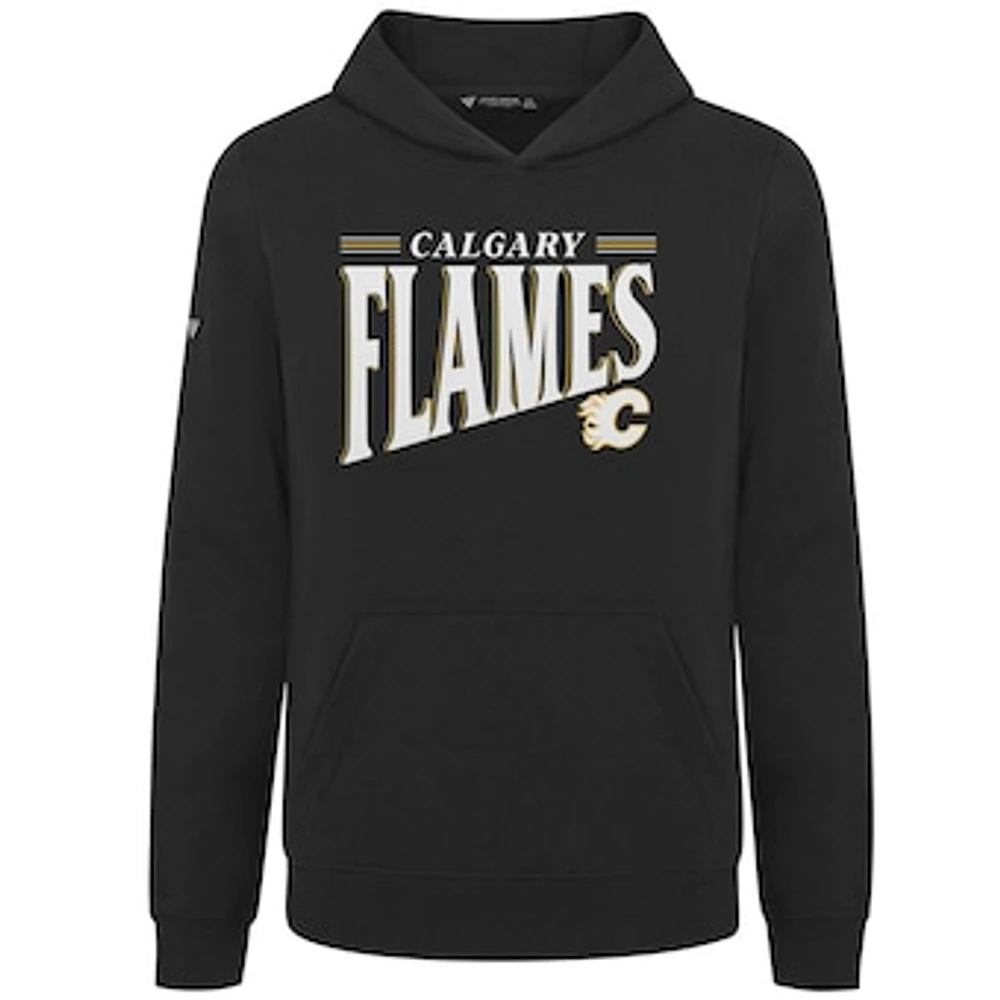 Youth Levelwear Black Calgary Flames Jr Podium Tally Pullover Hoodie
