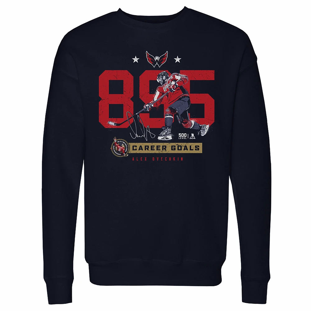 Men's 500 Level Alexander Ovechkin Navy Washington Capitals Number Pullover Sweatshirt