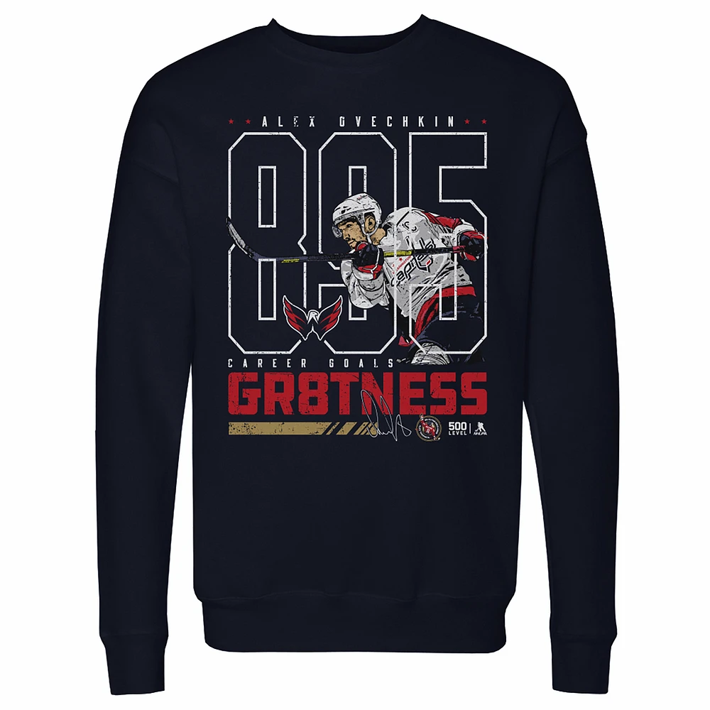 Men's 500 Level Alexander Ovechkin Navy Washington Capitals Outline Pullover Sweatshirt