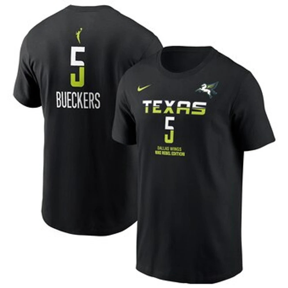 Men's Nike Paige Bueckers Black Dallas Wings 2025 WNBA Draft Rebel Edition Name & Number T-Shirt