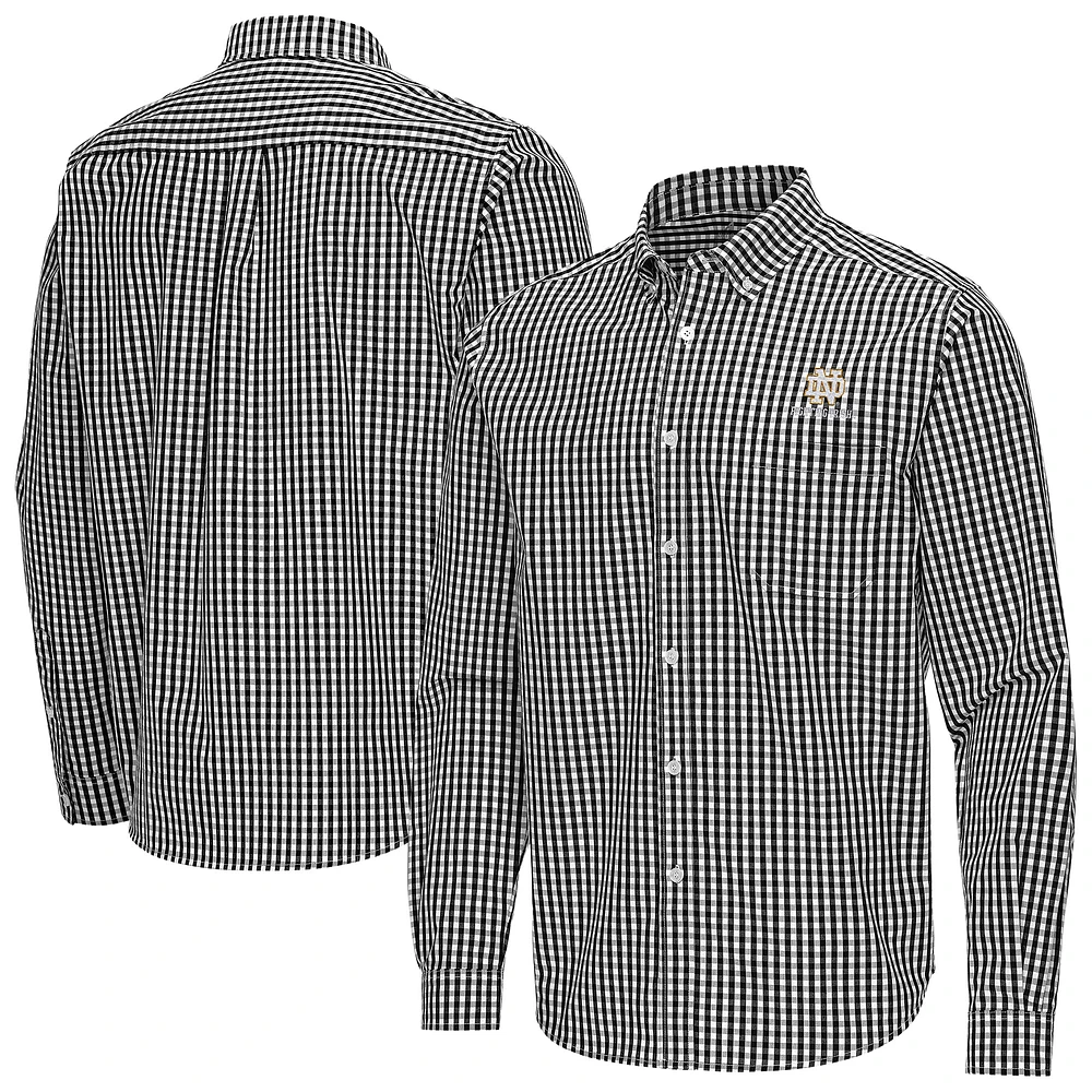 Men's Antigua Notre Dame Fighting Irish Ellis Woven Tri-Blend Long Sleeve Button-Down Shirt