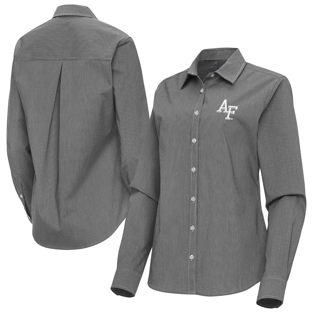 Women's Antigua Air Force Falcons Porter Woven Tri-Blend Long Sleeve Button-Up Shirt