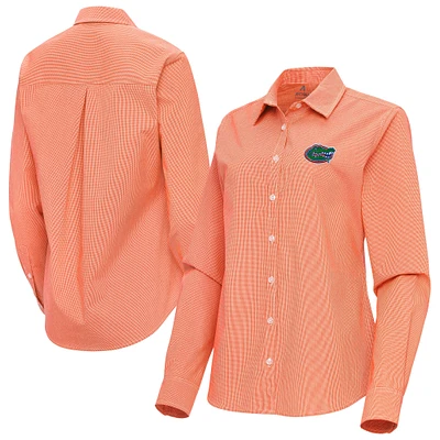 Women's Antigua Florida Gators Porter Woven Tri-Blend Long Sleeve Button-Up Shirt