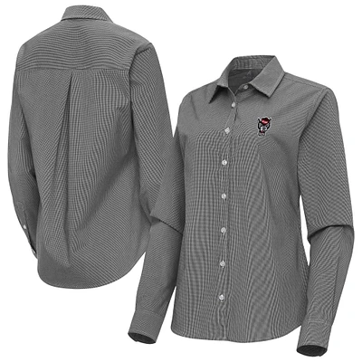 Women's Antigua NC State Wolfpack Porter Woven Tri-Blend Long Sleeve Button-Up Shirt