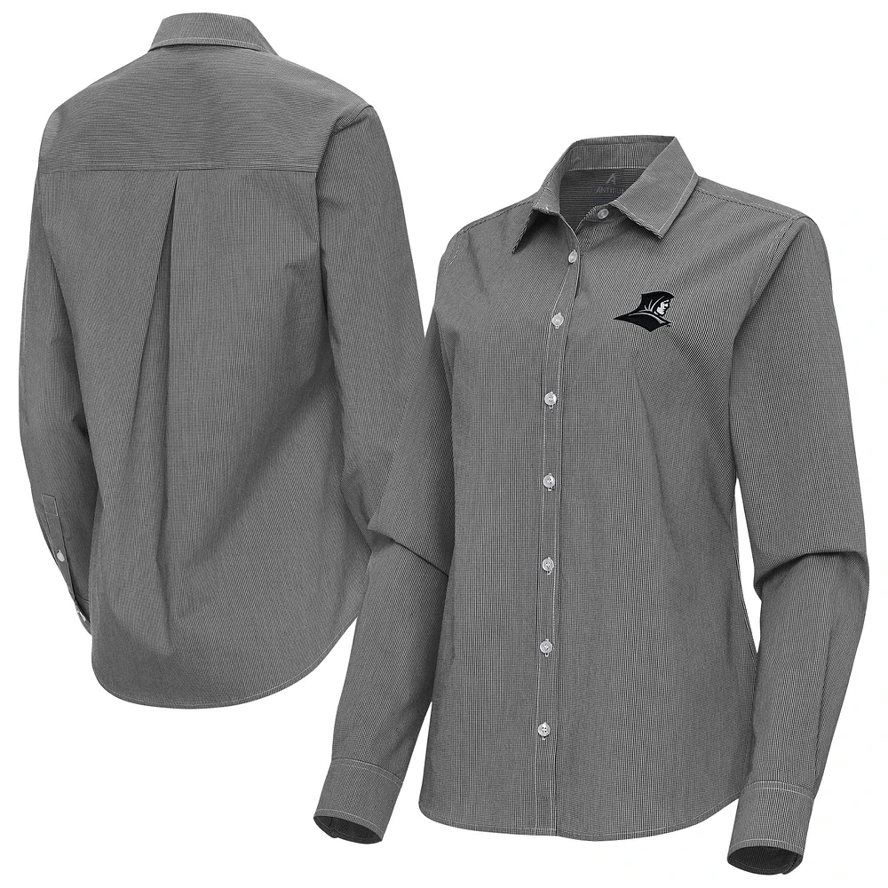 Women's Antigua Providence Friars Porter Woven Tri-Blend Long Sleeve Button-Up Shirt
