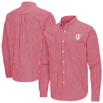 Men's Antigua Crimson Indiana Hoosiers Ellis Woven Tri-Blend Long Sleeve Button-Down Shirt