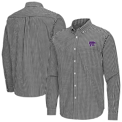 Men's Antigua Kansas State Wildcats Ellis Woven Tri-Blend Long Sleeve Button-Down Shirt