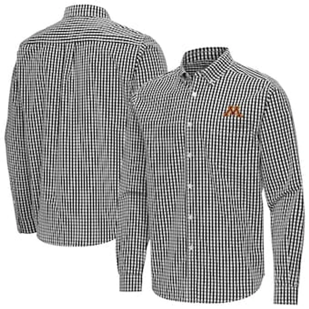 Men's Antigua Minnesota Golden Gophers Ellis Woven Tri-Blend Long Sleeve Button-Down Shirt