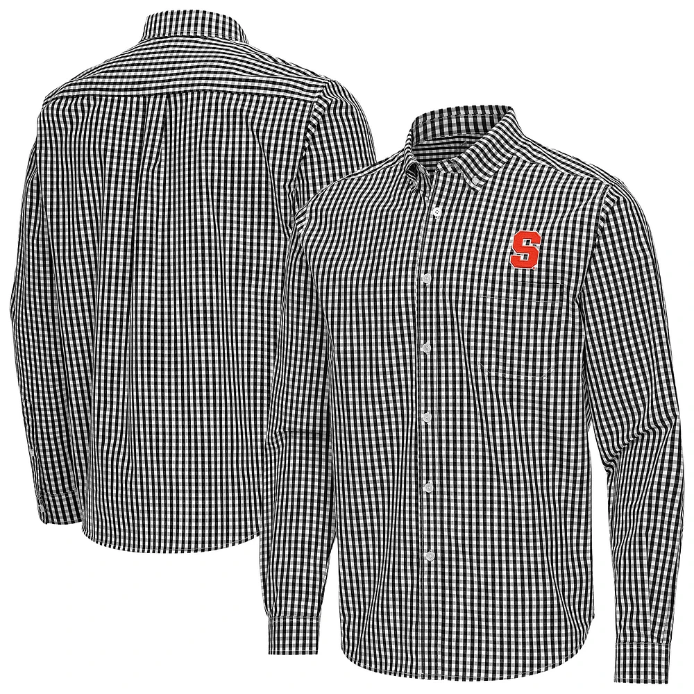 Men's Antigua Syracuse Orange Ellis Woven Tri-Blend Long Sleeve Button-Down Shirt