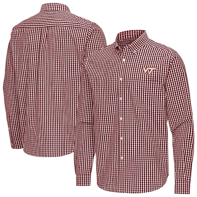 Men's Antigua Maroon Virginia Tech Hokies Ellis Woven Tri-Blend Long Sleeve Button-Down Shirt