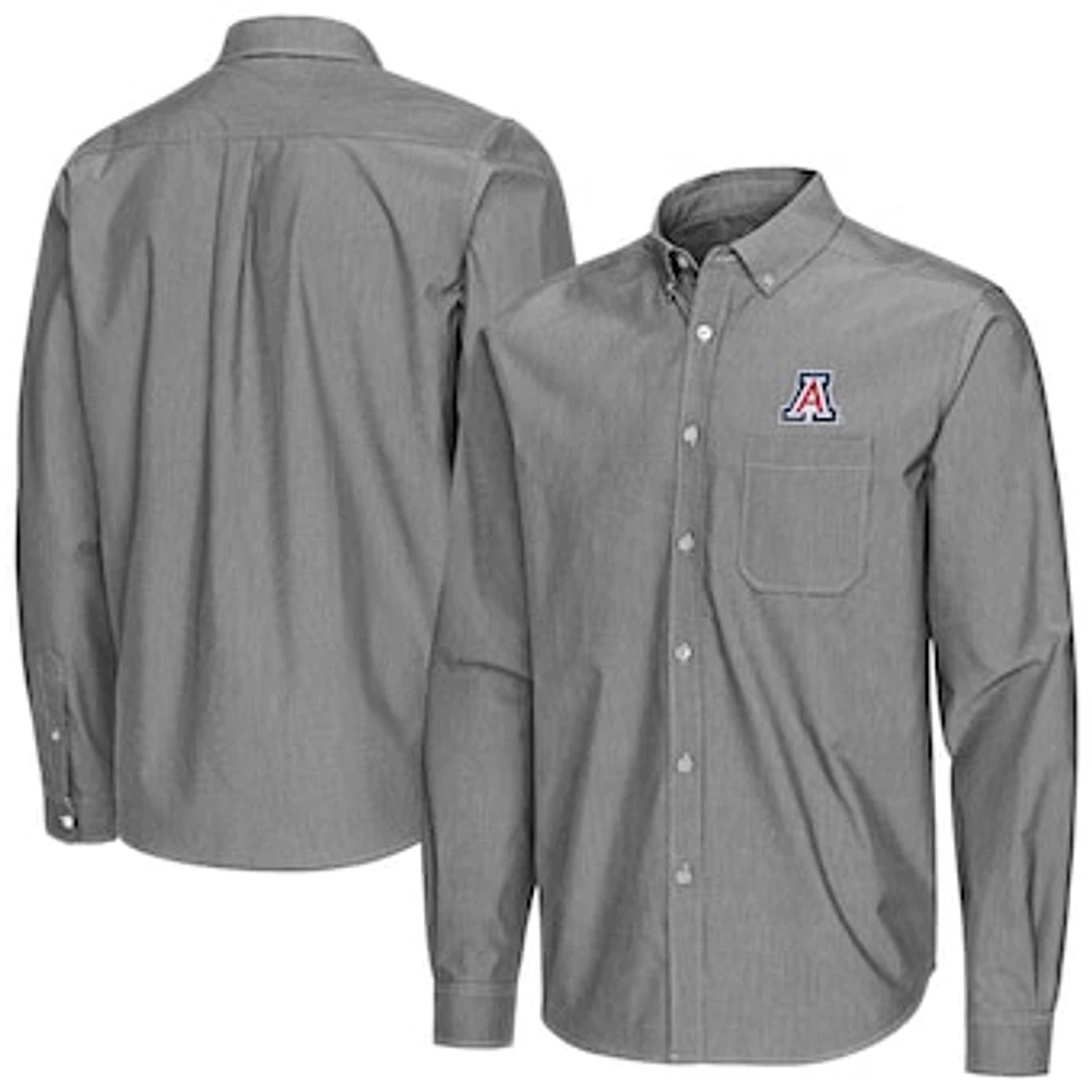 Men's Antigua Arizona Wildcats Porter Woven Tri-Blend Long Sleeve Button-Down Shirt