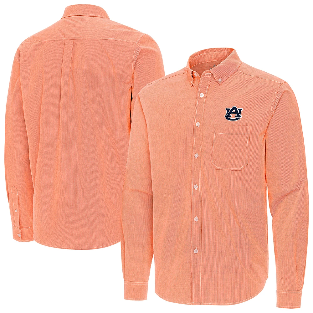 Men's Antigua Auburn Tigers Porter Woven Tri-Blend Long Sleeve Button-Down Shirt