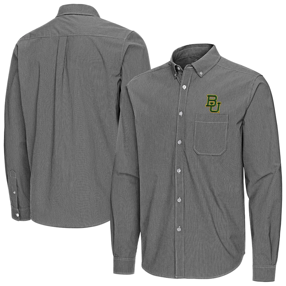 Men's Antigua Baylor Bears Porter Woven Tri-Blend Long Sleeve Button-Down Shirt