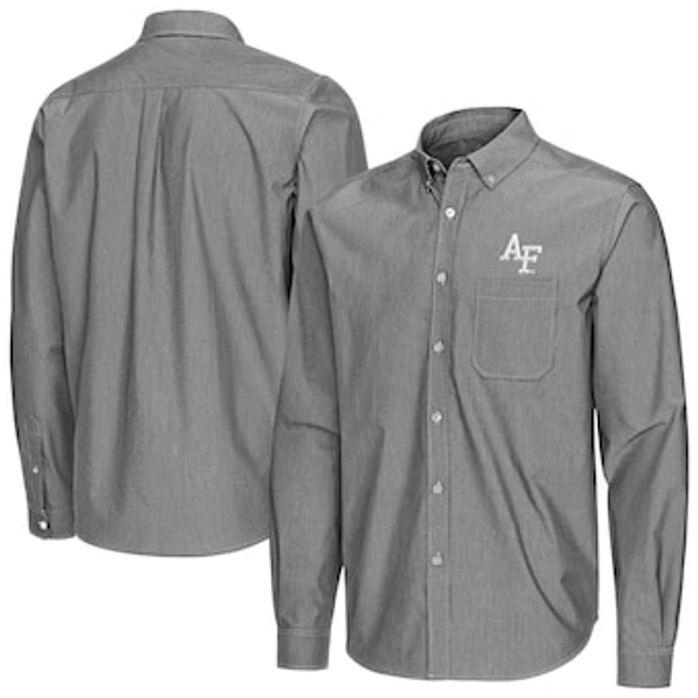 Men's Antigua Air Force Falcons Porter Woven Tri-Blend Long Sleeve Button-Down Shirt