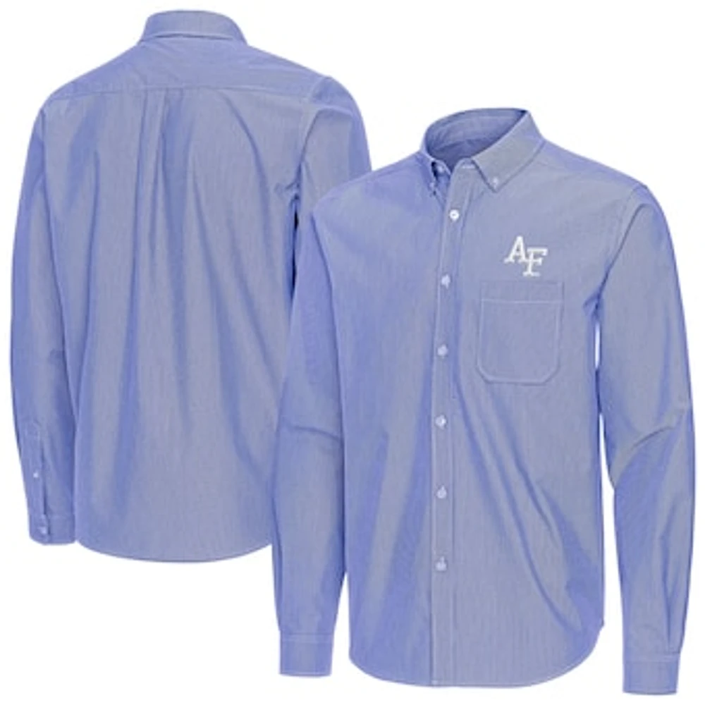 Men's Antigua Royal Air Force Falcons Porter Woven Tri-Blend Long Sleeve Button-Down Shirt