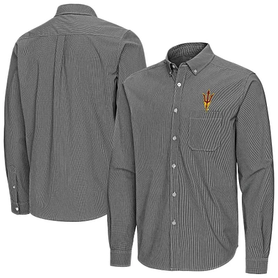 Men's Antigua Arizona State Sun Devils Porter Woven Tri-Blend Long Sleeve Button-Down Shirt