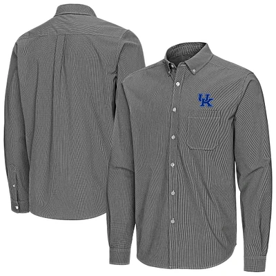 Men's Antigua Kentucky Wildcats Porter Woven Tri-Blend Long Sleeve Button-Down Shirt