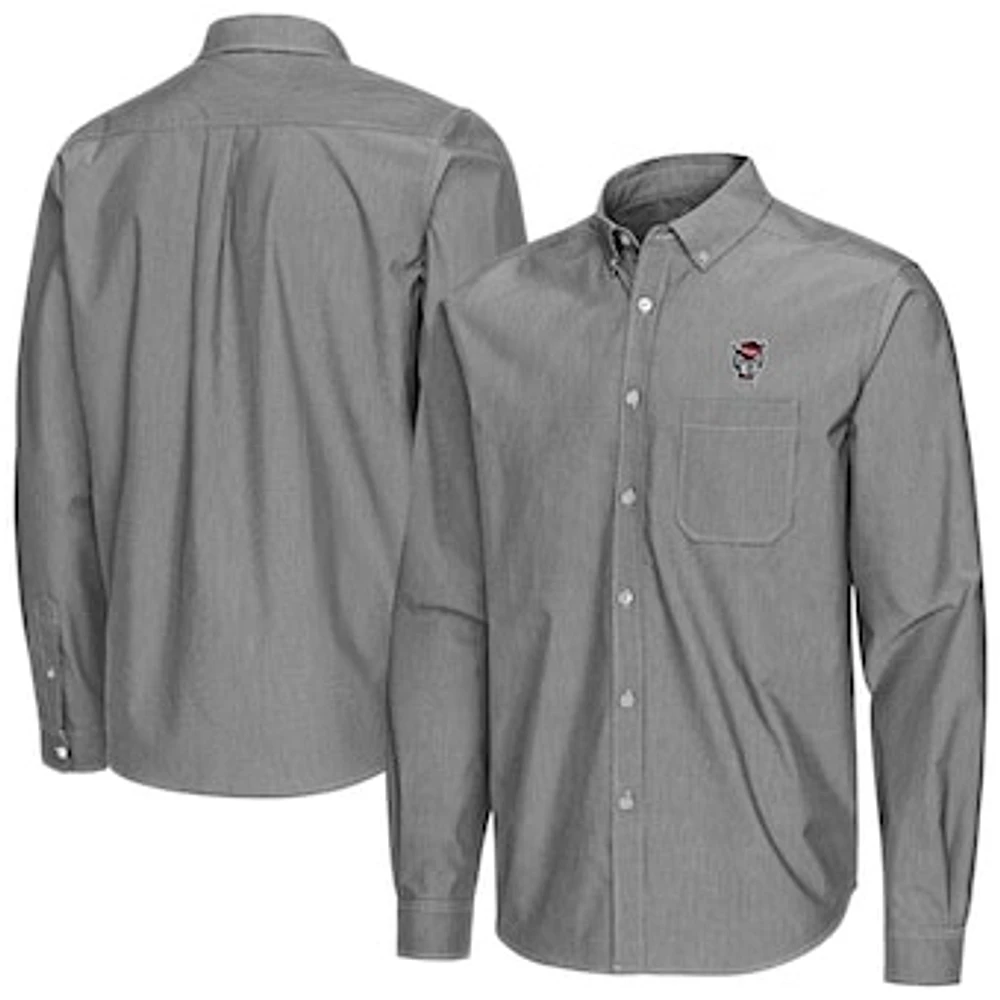 Men's Antigua NC State Wolfpack Porter Woven Tri-Blend Long Sleeve Button-Down Shirt