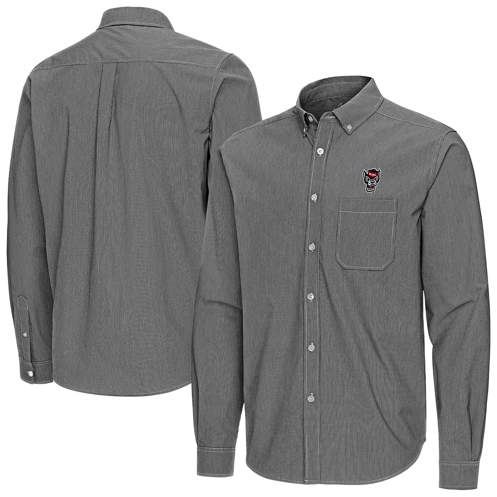 Men's Antigua NC State Wolfpack Porter Woven Tri-Blend Long Sleeve Button-Down Shirt