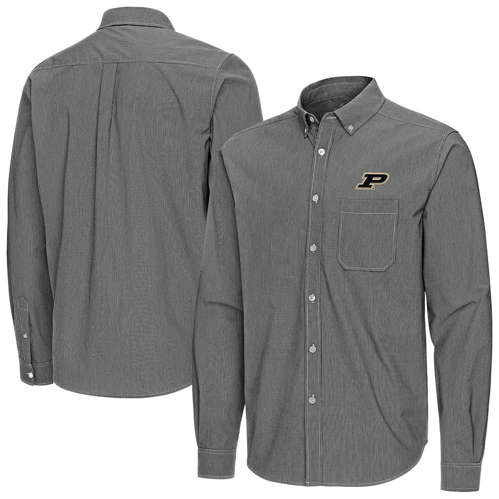 Men's Antigua Purdue Boilermakers Porter Woven Tri-Blend Long Sleeve Button-Down Shirt