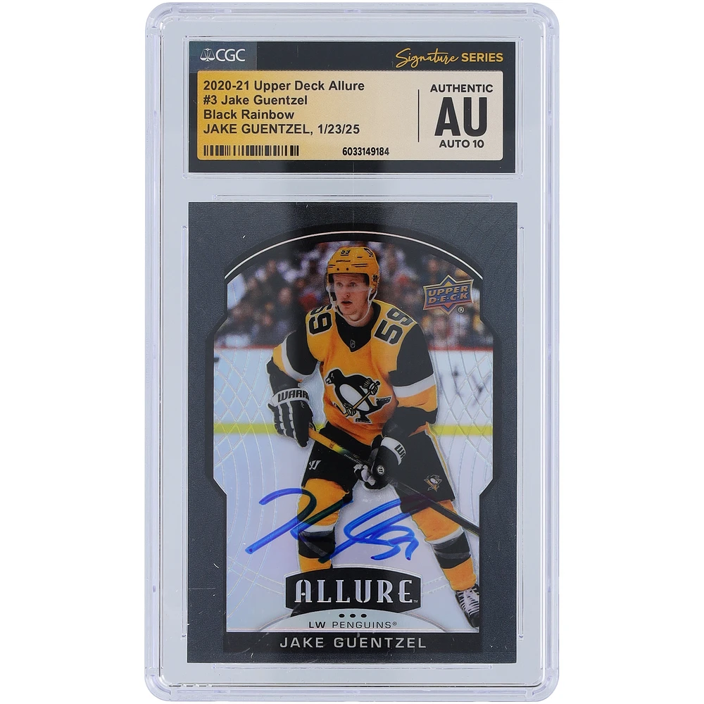 Jake Guentzel Pittsburgh Penguins Autographed 2020-21 Upper Deck Allure Rainbow #3 CGC Fanatics Witnessed Authenticated Auto 10 Card