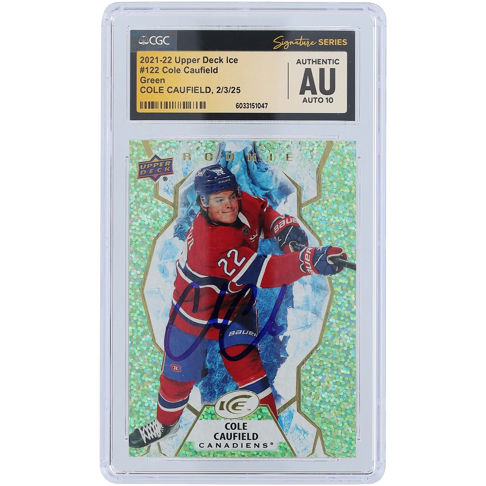 Cole Caufield Montreal Canadiens Autographed 2021-22 Upper Deck Ice Green #122 CGC Fanatics Witnessed Authenticated Auto 10 Rookie Card