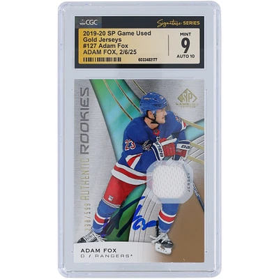 Adam Fox New York Rangers Autographed 2019-20 Upper Deck SP Game Used Gold Jersey Relic #127 #/599 CGC Fanatics Witnessed Authenticated /10 Rookie Card