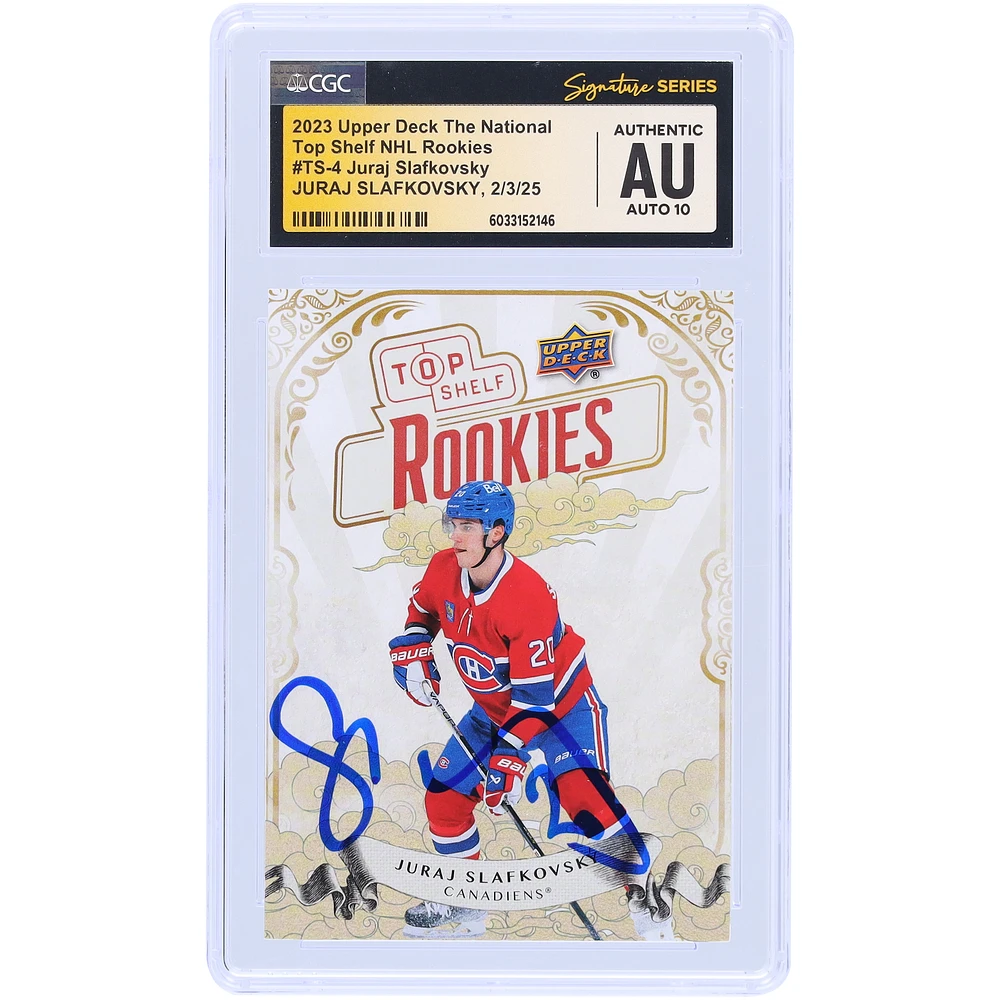 Juraj Slafkovsky Montreal Canadiens Autographed 2023 Upper Deck The National Top Shelf NHL Rookies #TS-4 CGC Fanatics Witnessed Authenticated Auto 10 Card