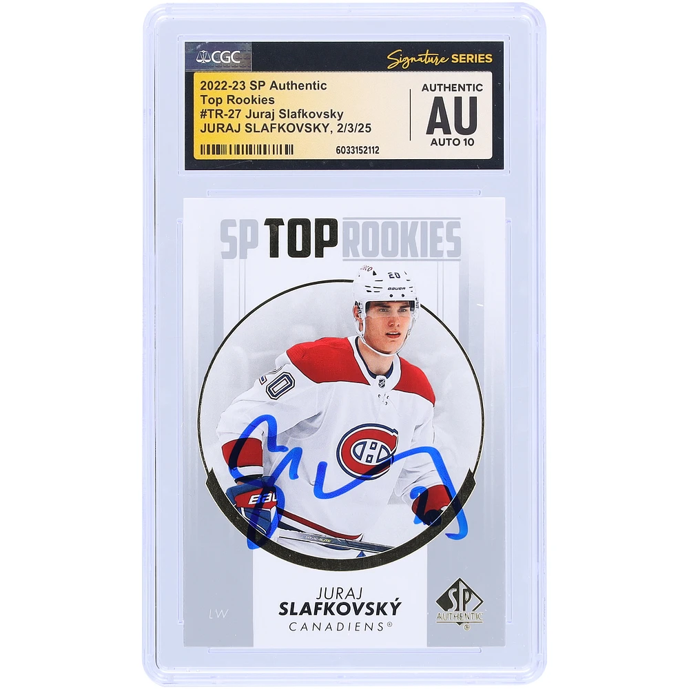 Juraj Slafkovsky Montreal Canadiens Autographed 2022-23 Upper Deck SP Top Rookies #TR-27 CGC Fanatics Witnessed Authenticated Auto 10 Card