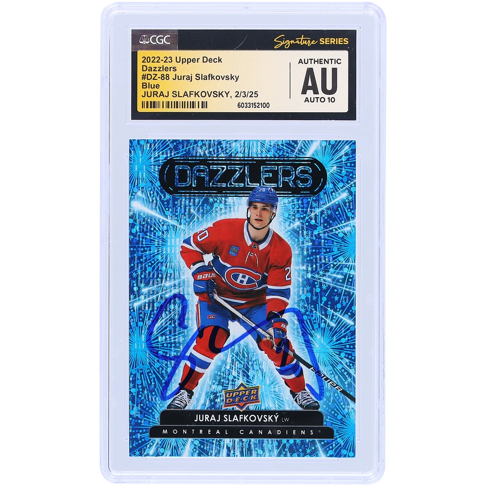 Juraj Slafkovsky Montreal Canadiens Autographed 2022-23 Upper Deck Dazzlers Blue #DZ-88 CGC Fanatics Witnessed Authenticated Auto 10 Card