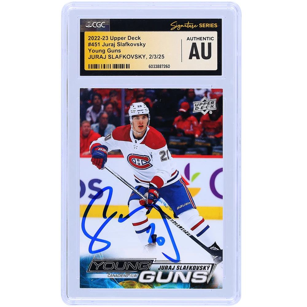 Juraj Slafkovsky Montreal Canadiens Autographed 2022-23 Upper Deck Series 2 Young Guns #451 CGC Fanatics Witnessed Authenticated Rookie Card