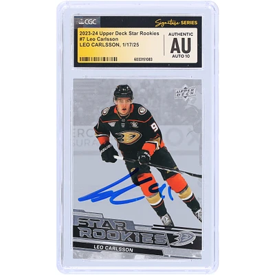 Leo Carlsson Anaheim Ducks Autographed 2023-24 Upper Deck Star Rookies #7 CGC Fanatics Witnessed Authenticated Auto 10 Rookie Card