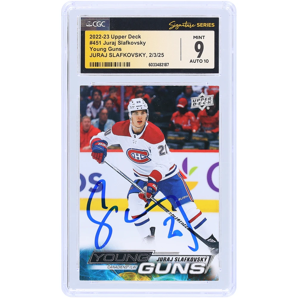 Juraj Slafkovsky Montreal Canadiens Autographed 2022-23 Upper Deck Series 2 Young Guns #451 CGC Fanatics Witnessed Authenticated 9/10 Rookie Card