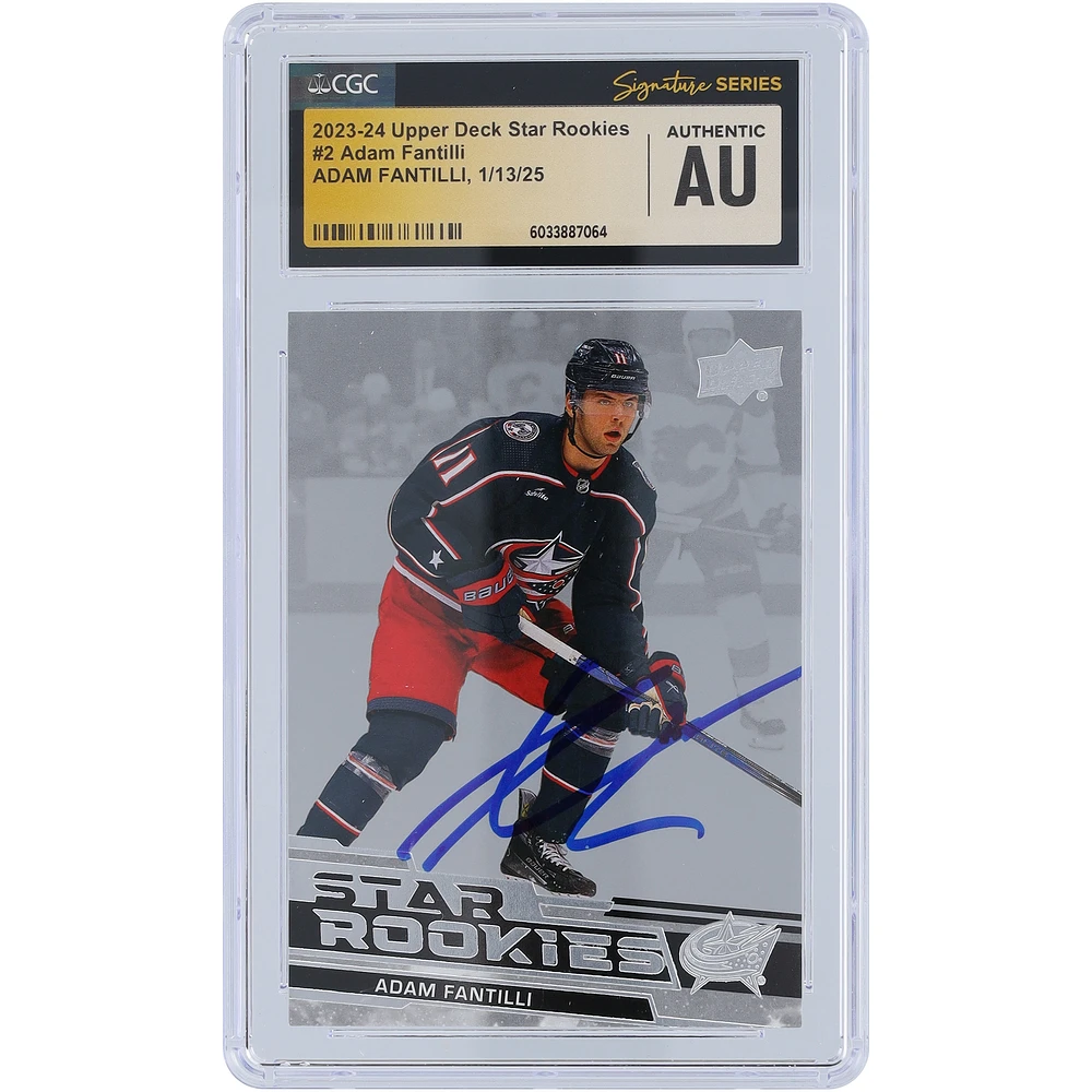 Adam Fantilli Columbus Blue Jackets Autographed 2023-24 Upper Deck Star Rookies #2 CGC Fanatics Witnessed Authenticated Rookie Card