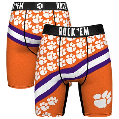 Men's Rock Em Socks Orange Clemson Tigers Helmet Series Boxer Briefs