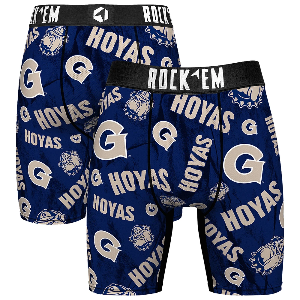 Men's Rock Em Socks Navy Georgetown Hoyas All Over Logo Boxer Briefs