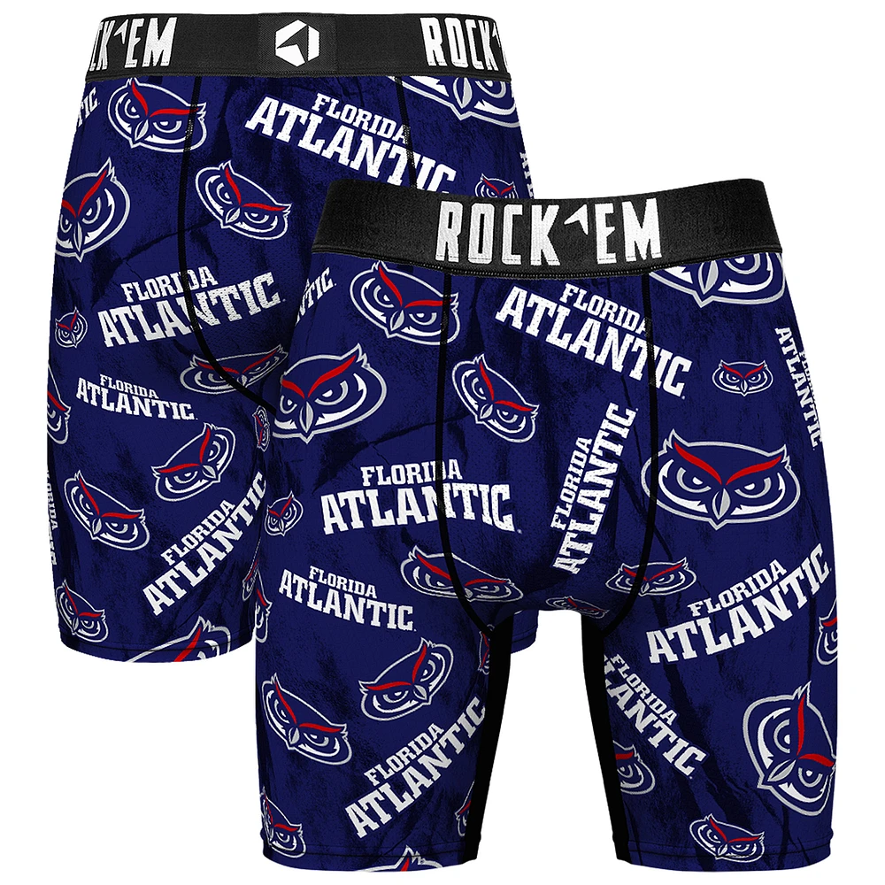 Men's Rock Em Socks Blue Florida Atlantic Owls All Over Logo Boxer Briefs