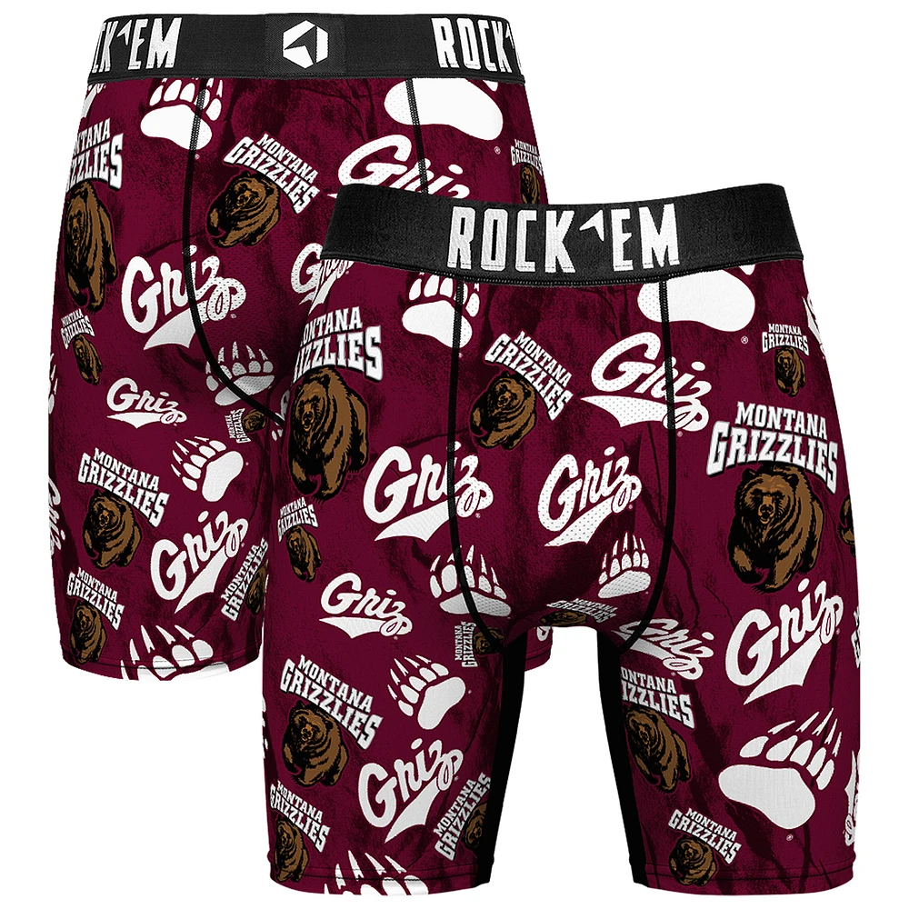 Men's Rock Em Socks Maroon Montana Grizzlies All Over Logo Boxer Briefs