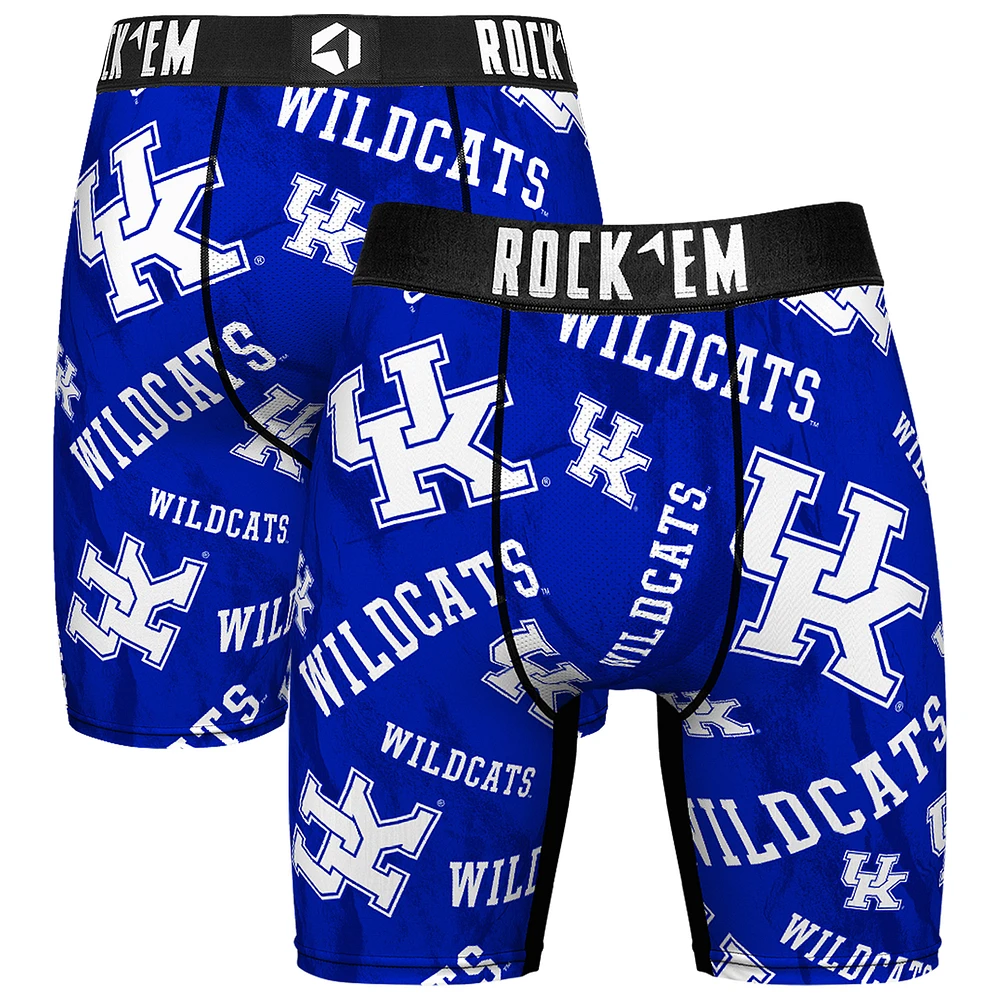 Men's Rock Em Socks Royal Kentucky Wildcats All Over Logo Boxer Briefs