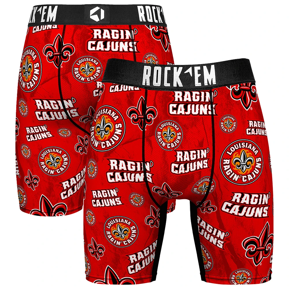 Men's Rock Em Socks Cardinal Louisiana Ragin' Cajuns All Over Logo Boxer Briefs