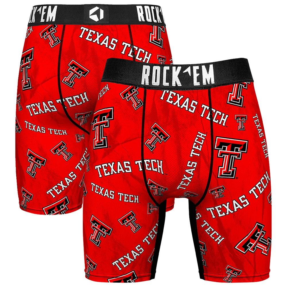 Men's Rock Em Socks Red Texas Tech Raiders All Over Logo Boxer Briefs
