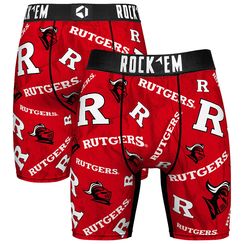 Men's Rock Em Socks Scarlet Rutgers Knights All Over Logo Boxer Briefs