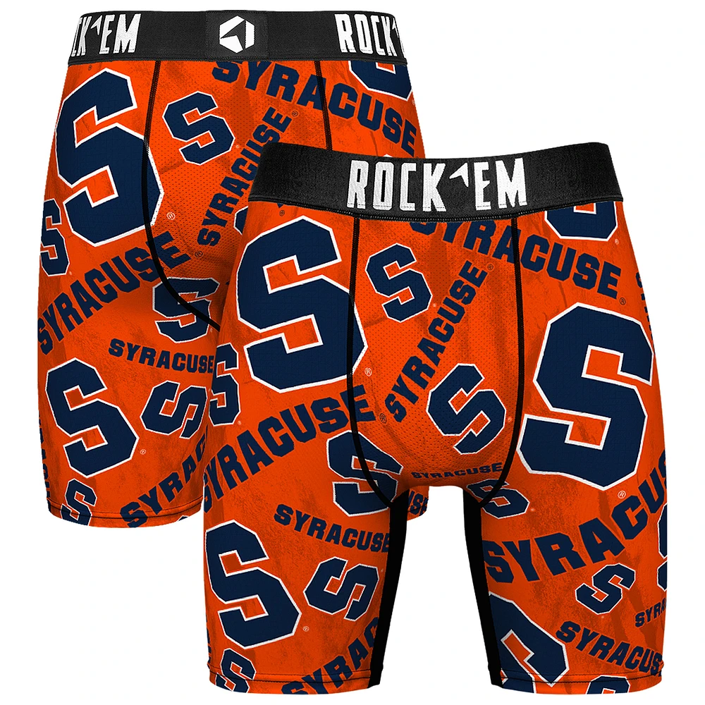 Men's Rock Em Socks Orange Syracuse All Over Logo Boxer Briefs