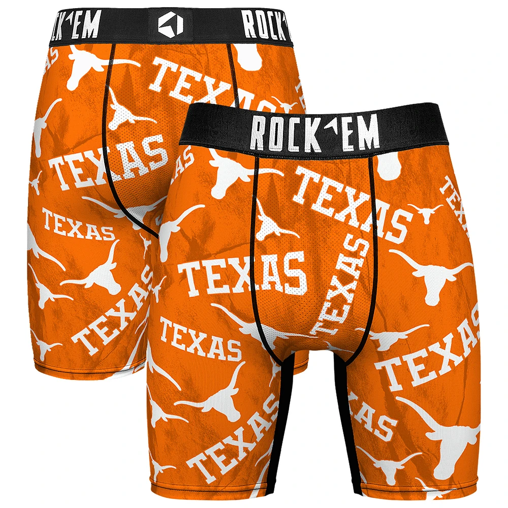 Men's Rock Em Socks Texas Orange Longhorns All Over Logo Boxer Briefs